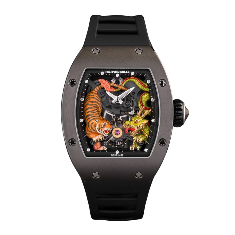 Richard Mille RM 51-01 collection of luxury replica watches with diamond bezel and black rubber strap – richard mille replica