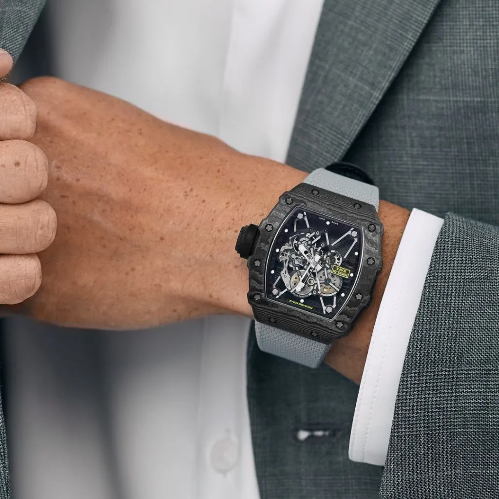 Richard Mille RM 35-01 Rafael Nadal replica with NTPT carbon case and red velcro strap