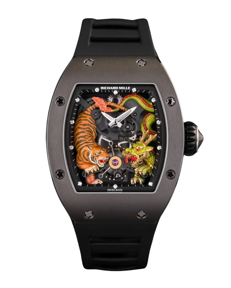 Richard Mille RM 51-01 collection of luxury replica watches with diamond bezel and black rubber strap – richard mille replica