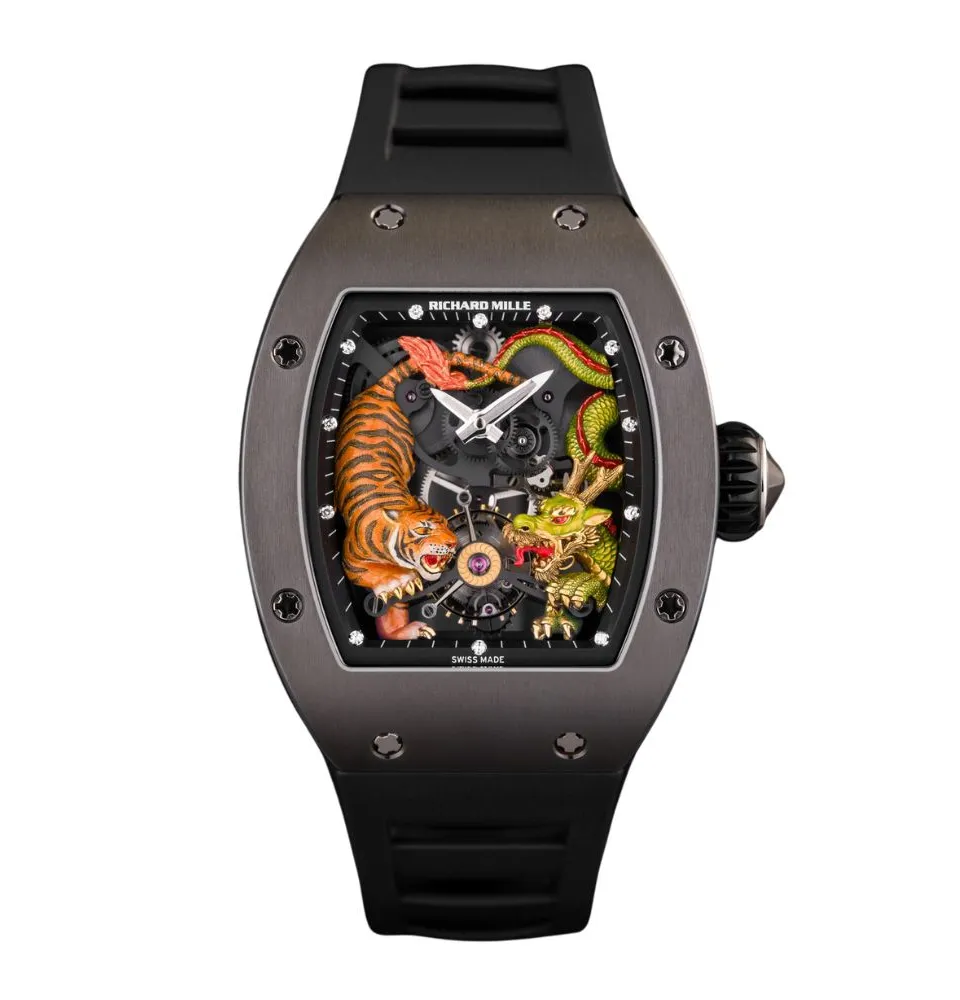 Richard Mille RM 51-01 collection of luxury replica watches with diamond bezel and black rubber strap – richard mille replica