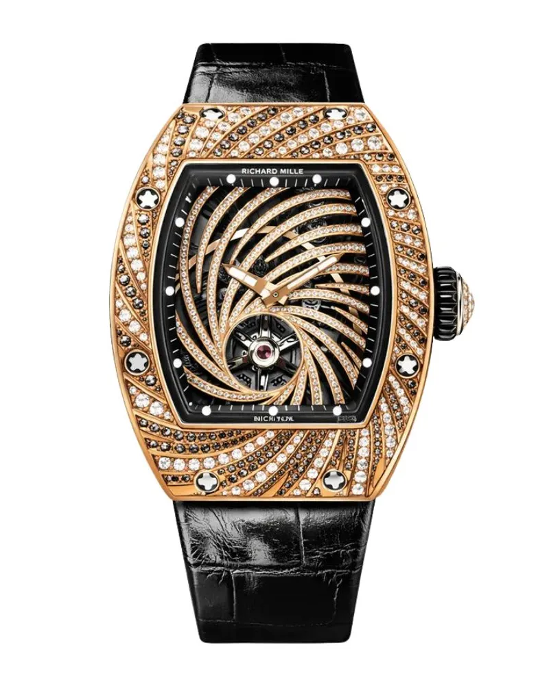 Richard Mille RM 51-02 collection of luxury replica watches with diamond swirl tourbillon and rose gold case – richard mille replica